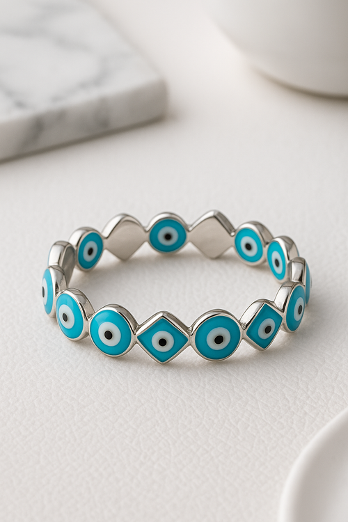 Azure Evil Eye Ring - Sterling Silver