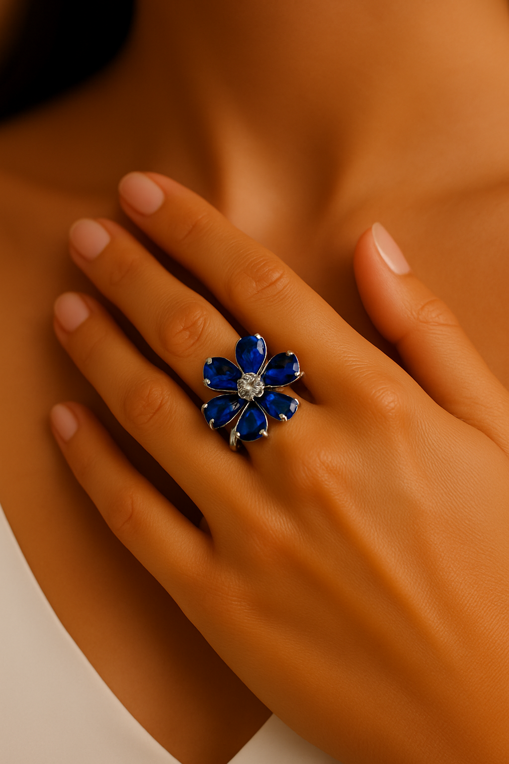 Midnight Garden Fleur Ring - Sterling Silver