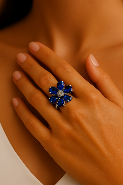 Midnight Garden Fleur Ring - Sterling Silver