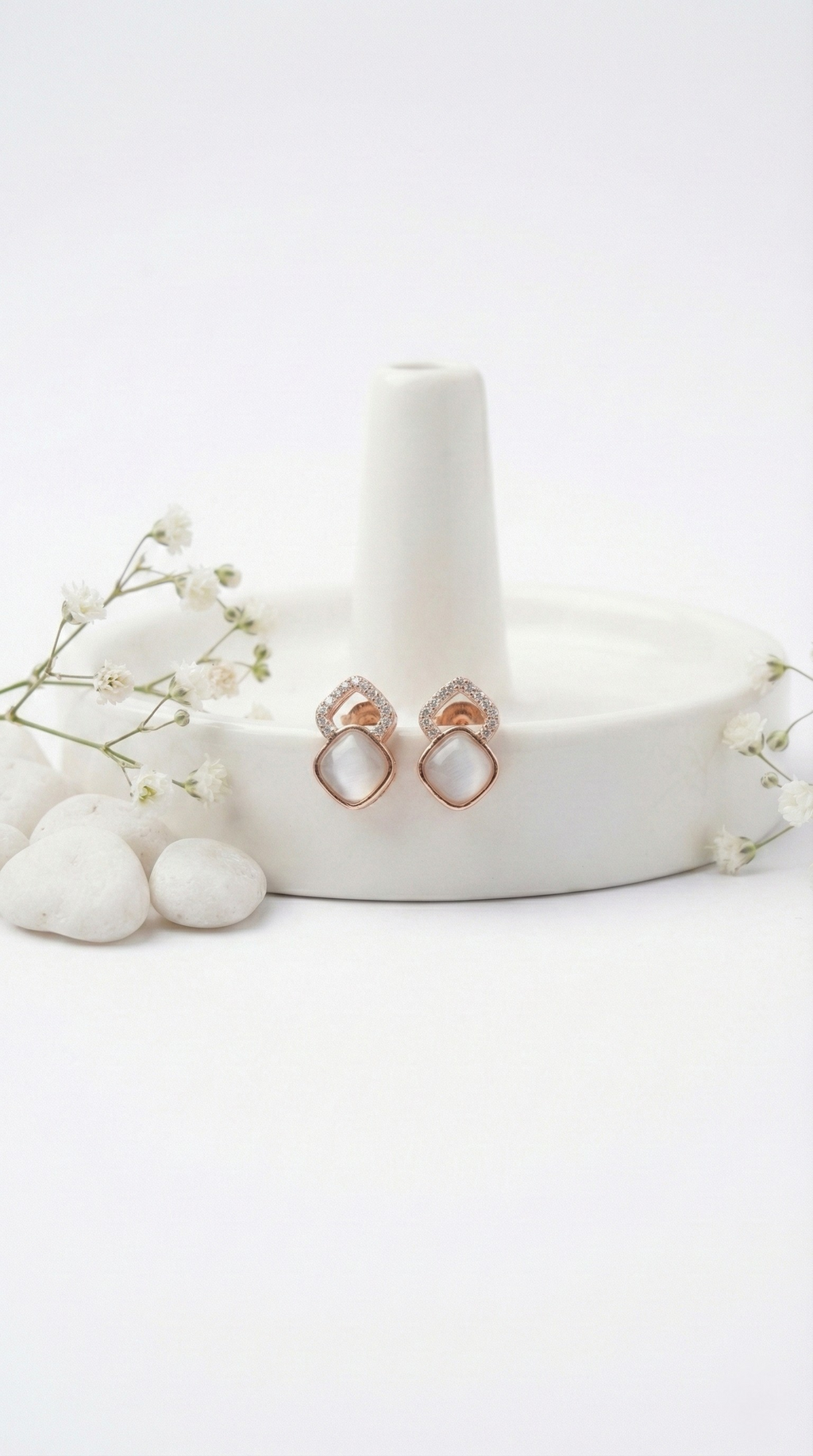 Nysa Halo Stud Earrings | 925 Sterling Silver