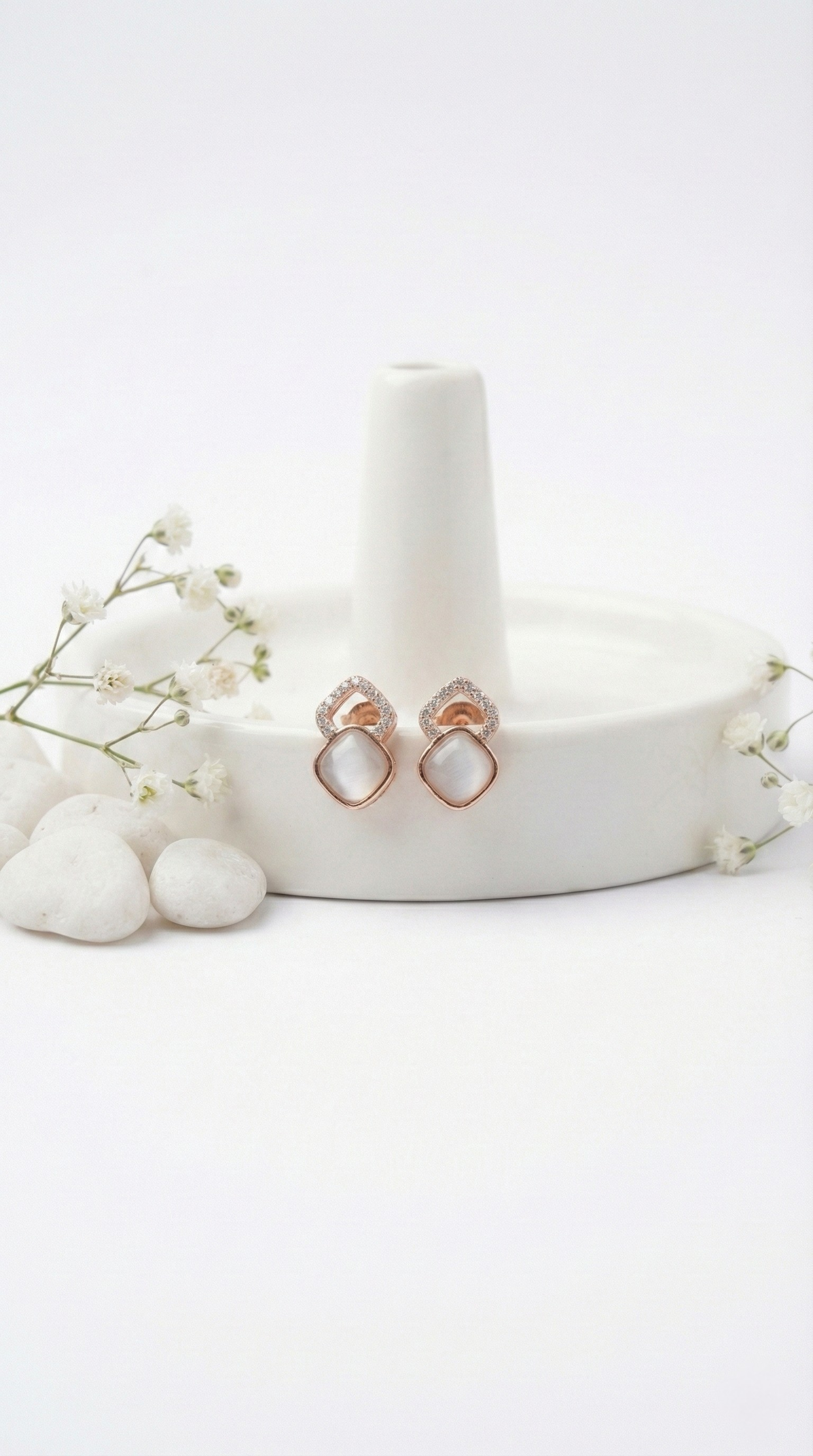 Nysa Halo Stud Earrings | 925 Sterling Silver