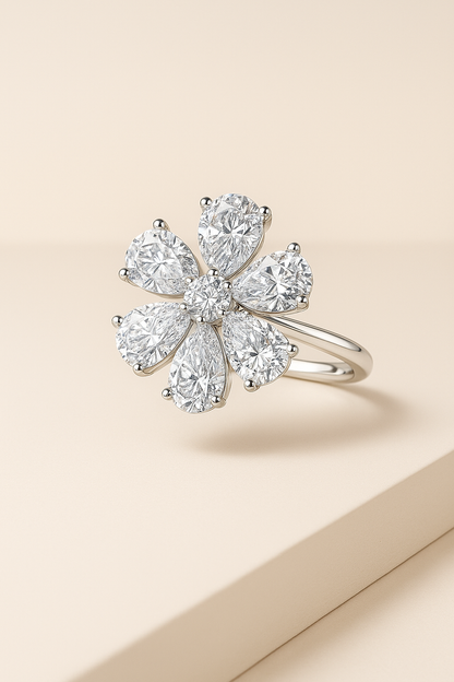 Frosted Petal Royale Ring - Sterling Silver
