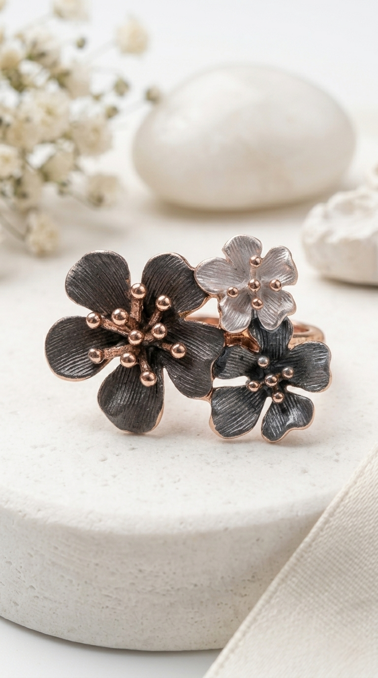 Ebon Fleur Ring | 925 Sterling Silver