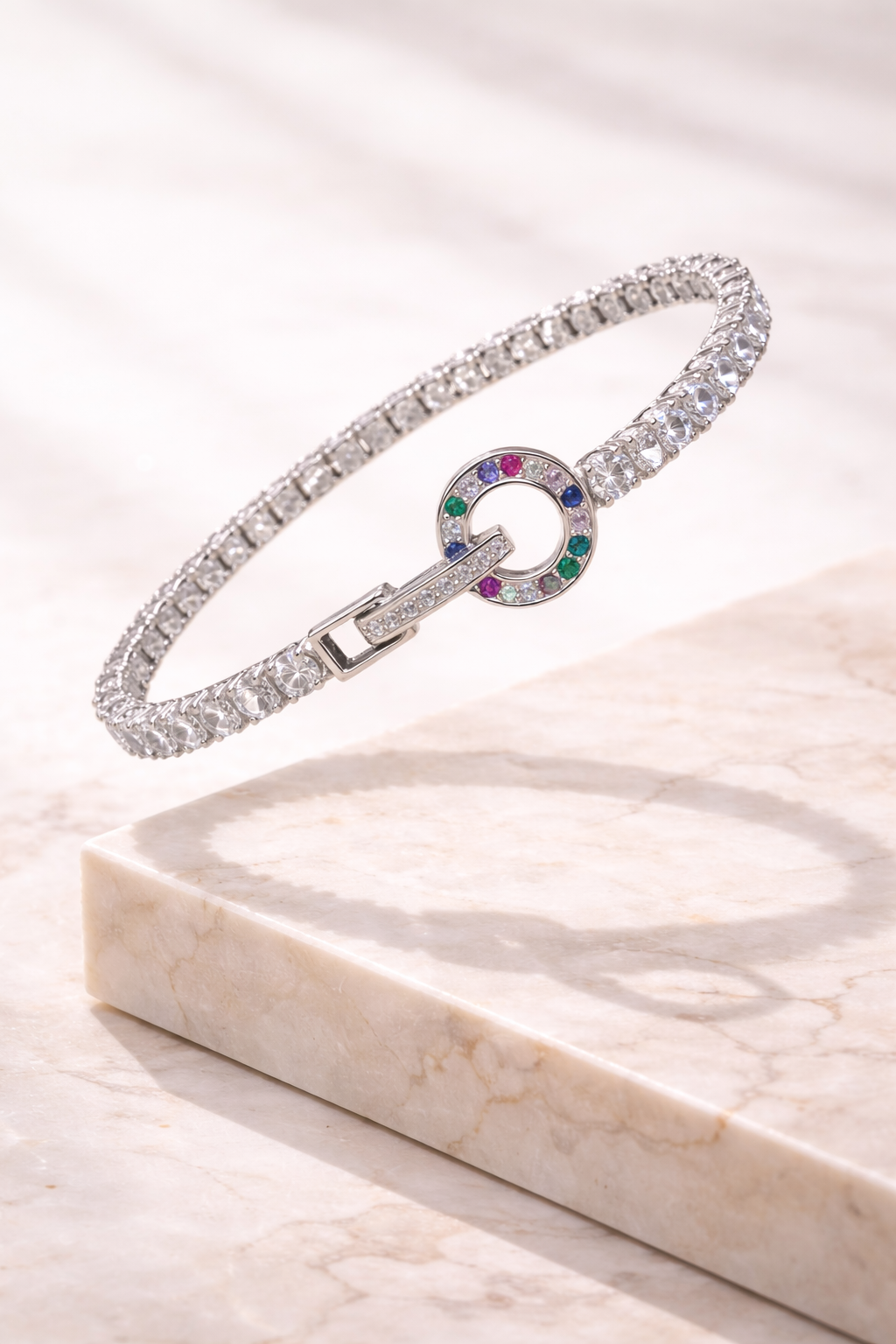 Prism Halo Tennis Bracelet | 925 Sterling Silver