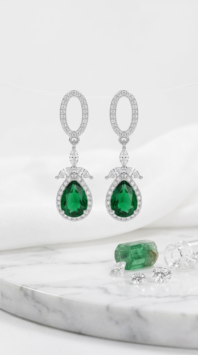 Elaria Emerald Drops | 925 Sterling Silver