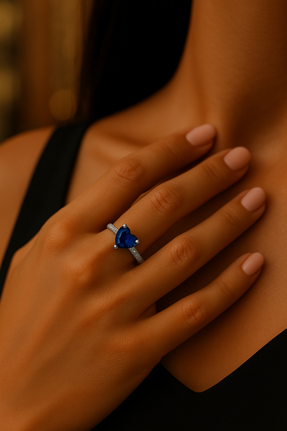 Midnight Heart Solitaire — Sterling Silver