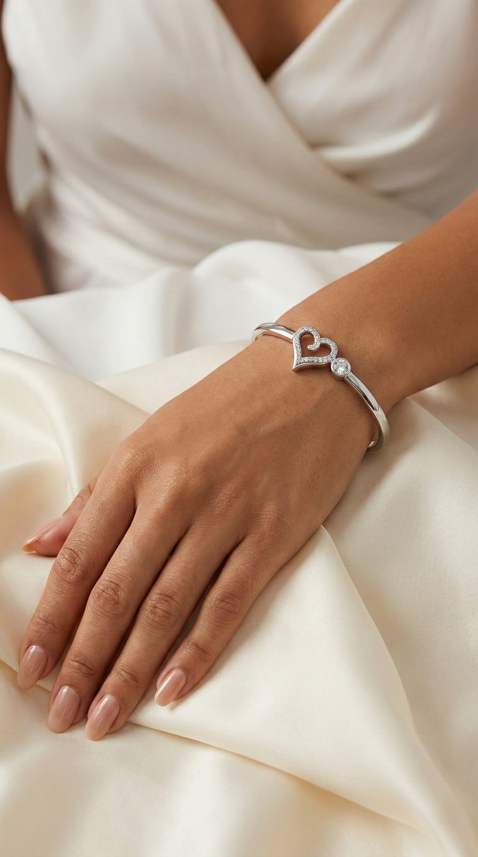 Elise Pavé Heart Cuff | 925 Sterling Silver