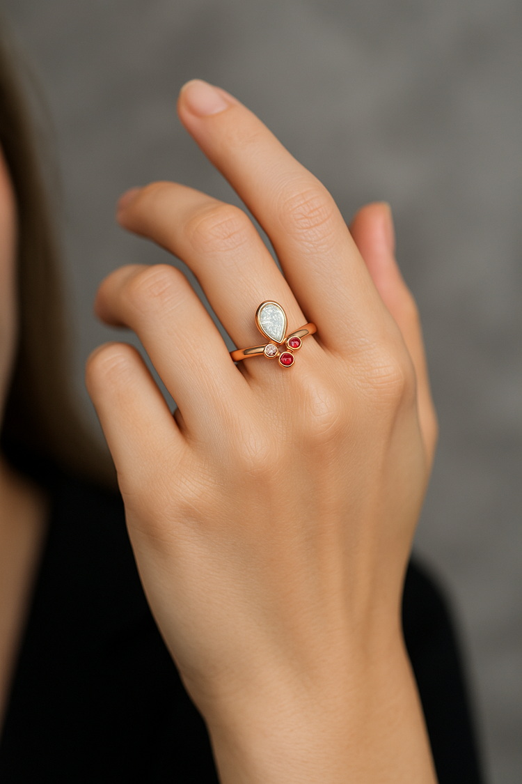 Aurora Teardrop Ring