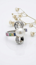Serenelle Rainbow Pearl Ring | 925 Sterling Silver