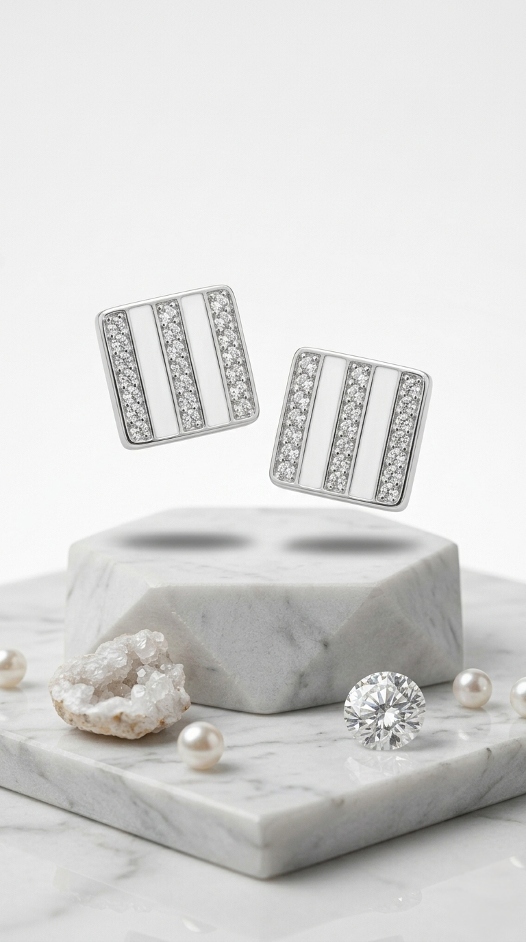 Averon Grid Studs | 925 Sterling Silver