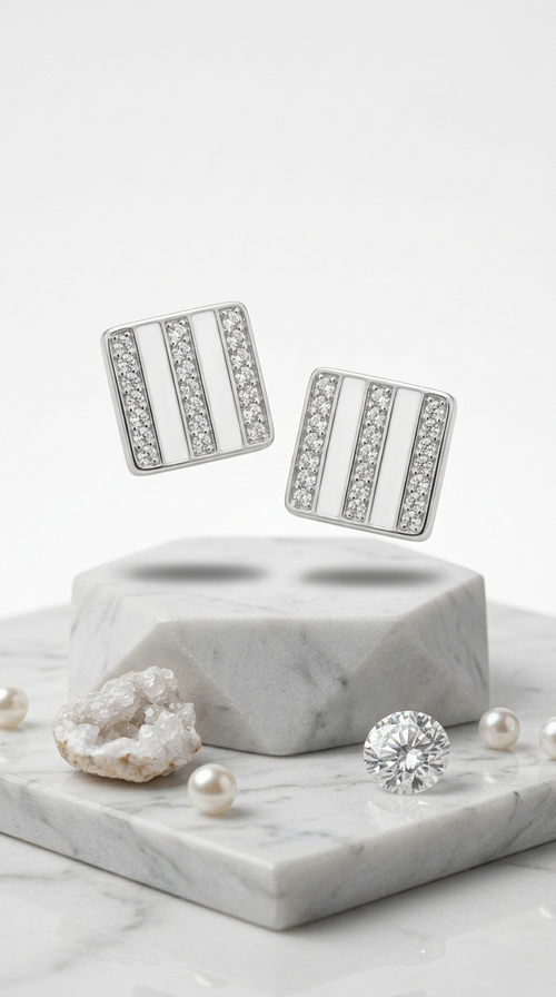 Averon Grid Studs | 925 Sterling Silver
