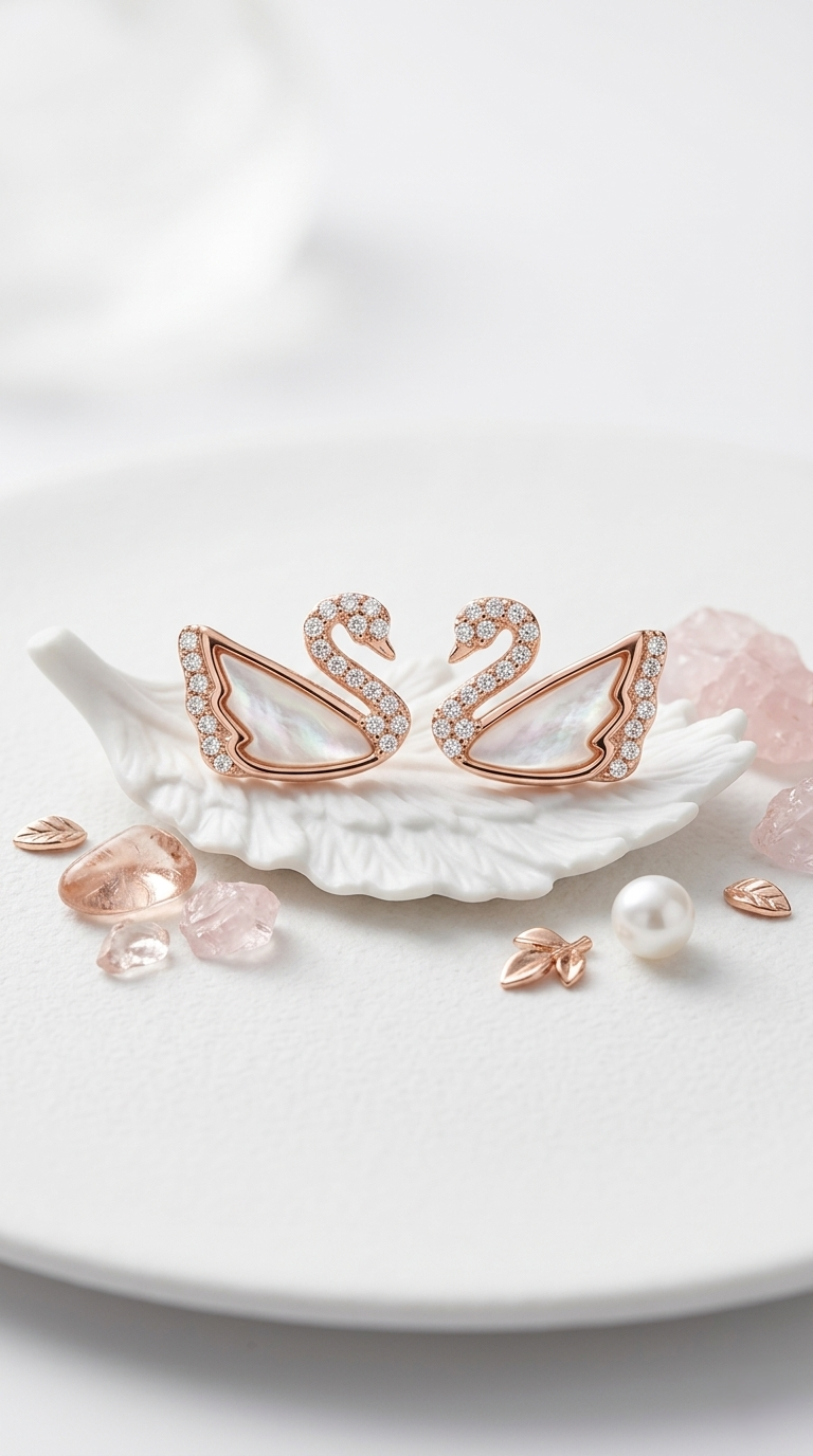 Swan Élégance Pearl Studs | 925 Sterling Silver