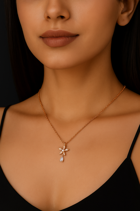 Floral Teardrop Necklace
