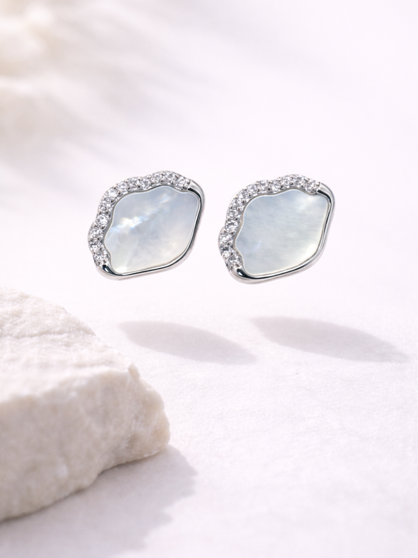Celeste Shell Stud Earrings | 925 Sterling Silver