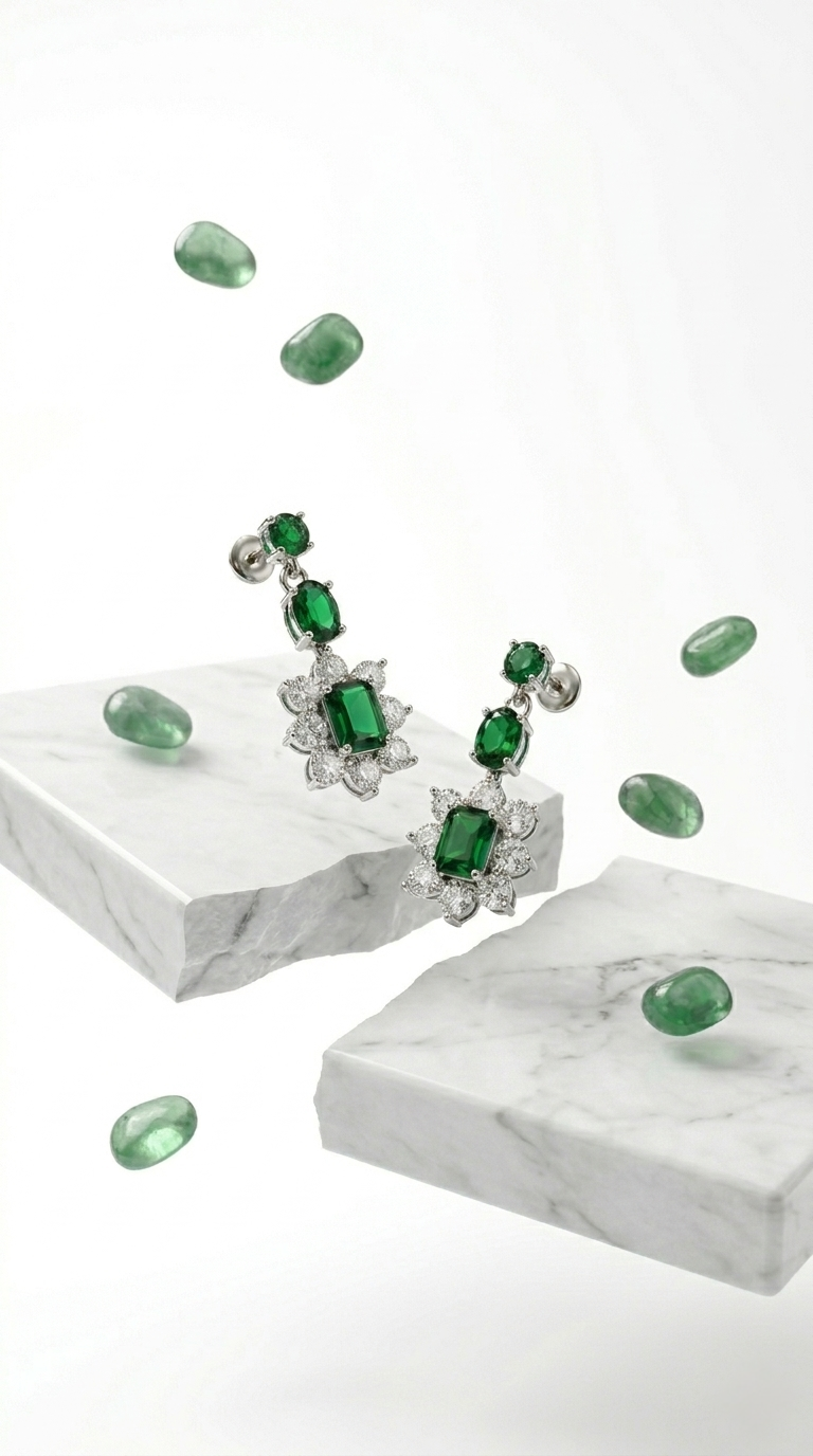Elyra Emerald Drops | 925 Sterling Silver