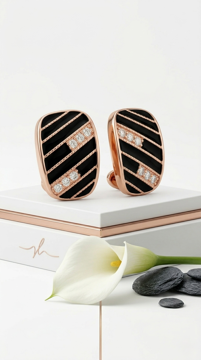 Noir Strata Stud Earrings | 925 Sterling Silver