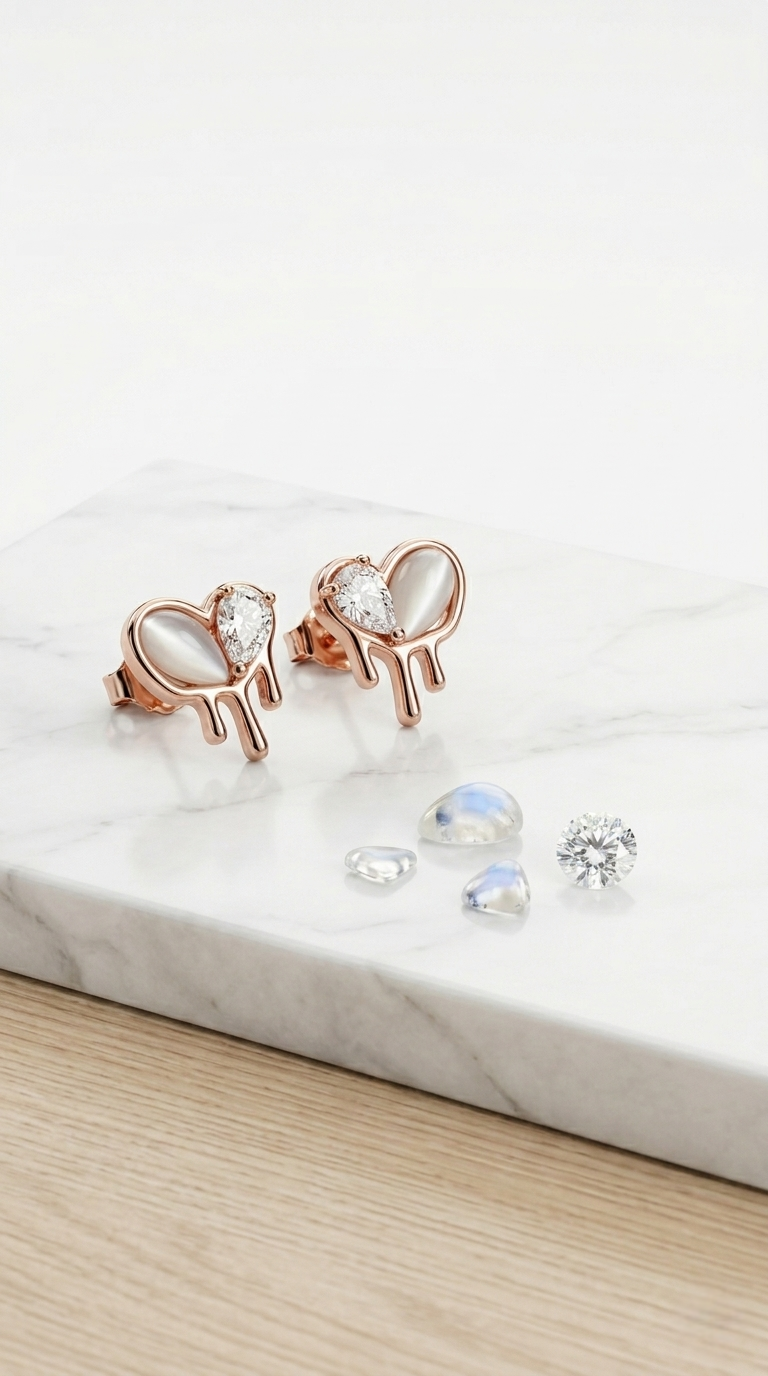 Amoura Drip Heart Studs | 925 Sterling Silver