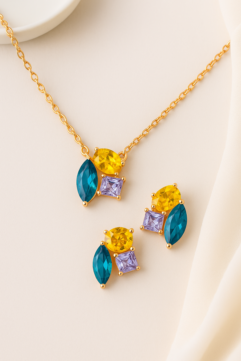 Celestine Tri-Tone Radiance Set | 925 Sterling Silver