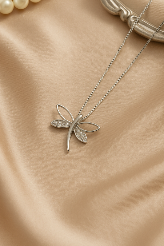 Aurelia Dragonfly Pendant Necklace Sterling Silver
