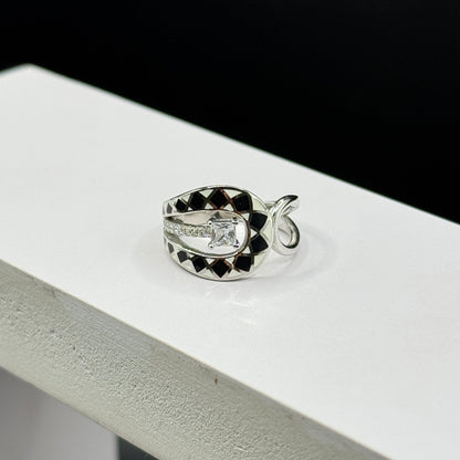 Onyx & Ivory Horseshoe Ring