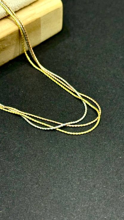 Trio-Tone Sleek Chain Necklace