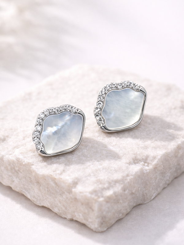 Celeste Shell Stud Earrings | 925 Sterling Silver