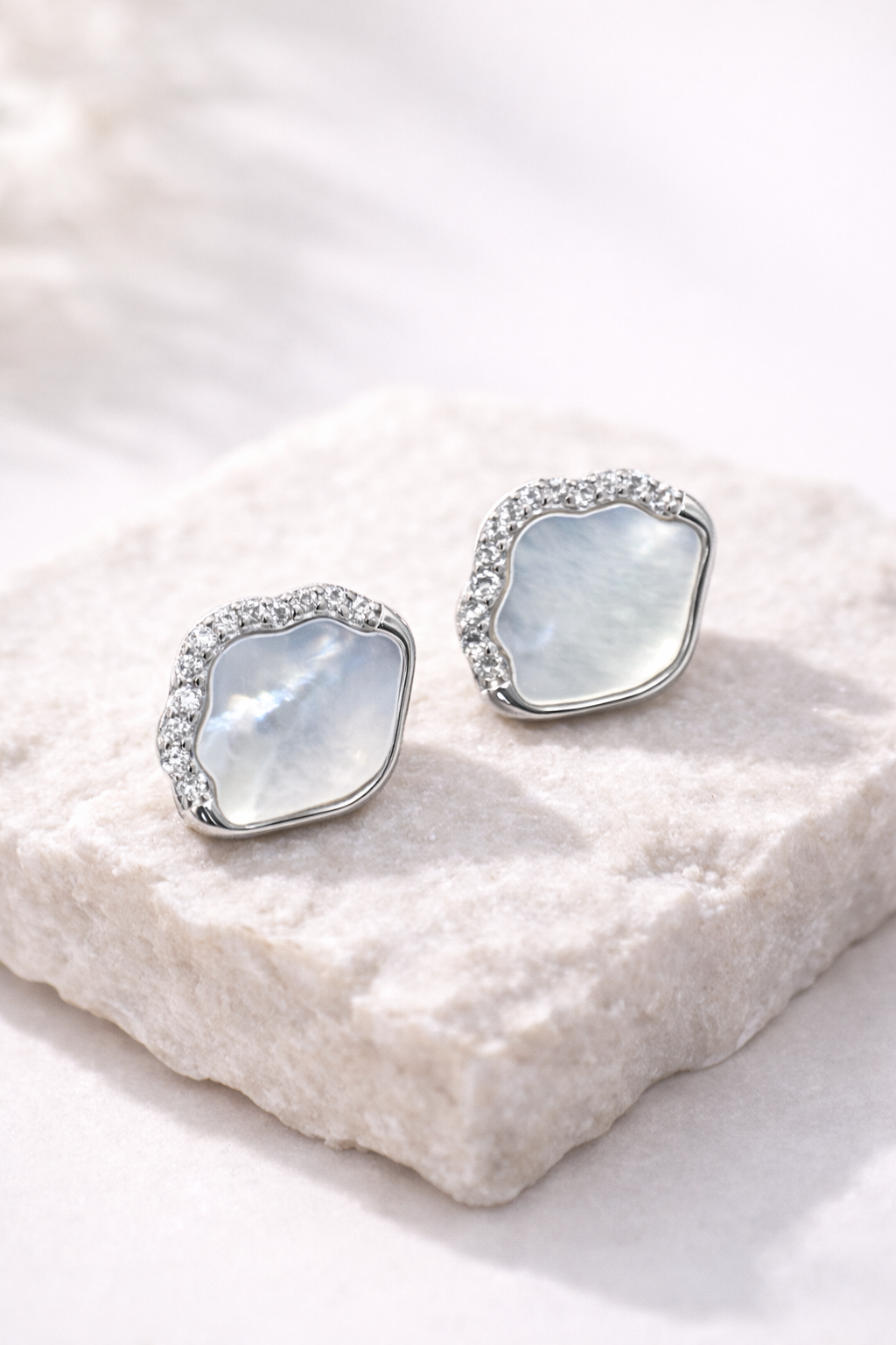 Celeste Shell Stud Earrings | 925 Sterling Silver
