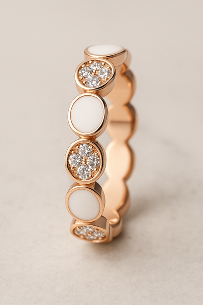 Lumière Pavé Enamel Ring - Sterling Silver