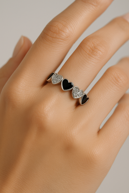 Noir Heart Eternity Ring - Sterling Silver