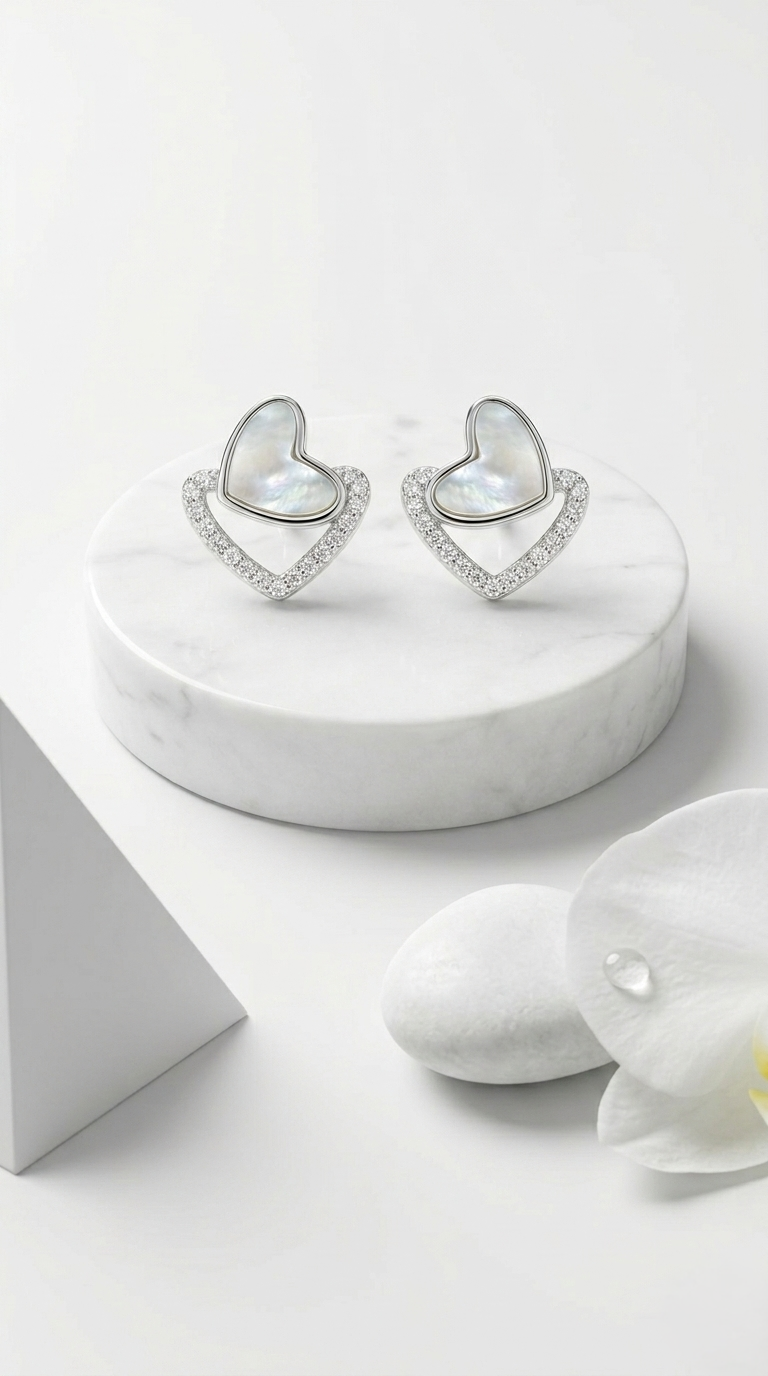 Celestia Twin Heart Studs | 925 Sterling Silver
