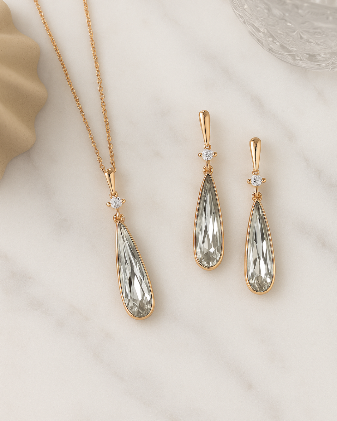 Eternal Grace Teardrop Pendant & Earrings – Sterling Silver Set
