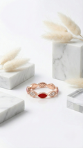 Aurelle Ruby Leaf Band | 925 Sterling Silver