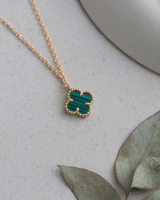 Emerald Clover Necklace Sterling Silver