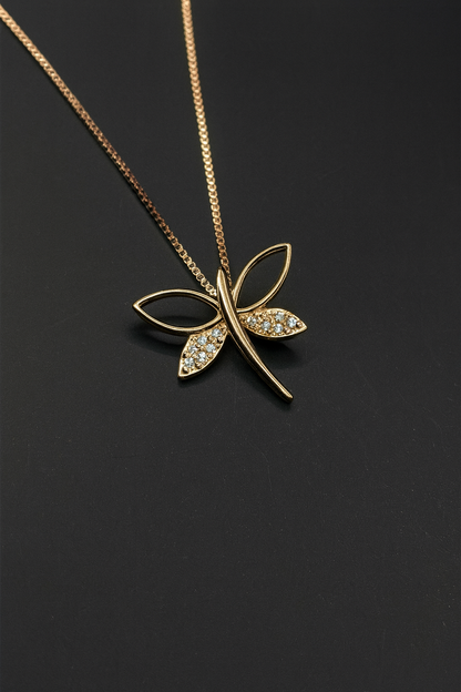 Golden Dragonfly Necklace