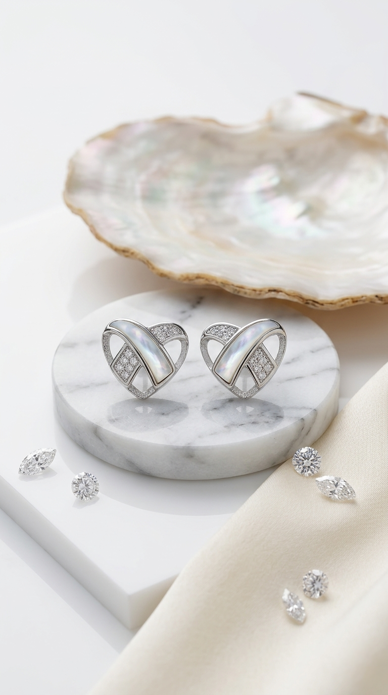 Ivory Arc Pavé Studs | 925 Sterling Silver