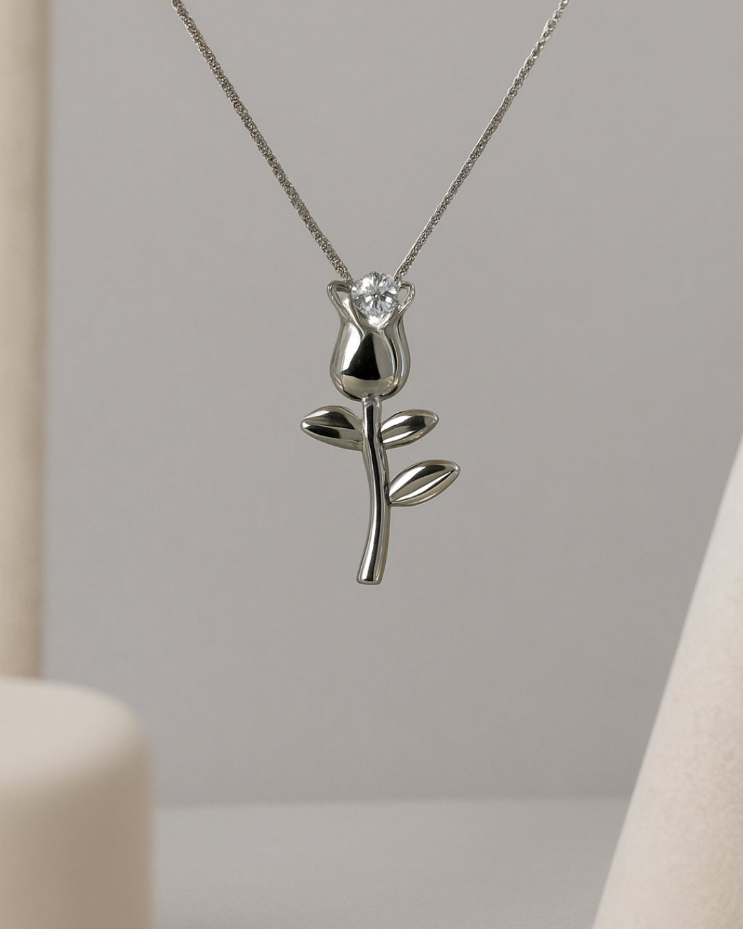 Eternal Bloom Rose Necklace Sterling Silver