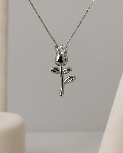 Eternal Bloom Rose Necklace Sterling Silver