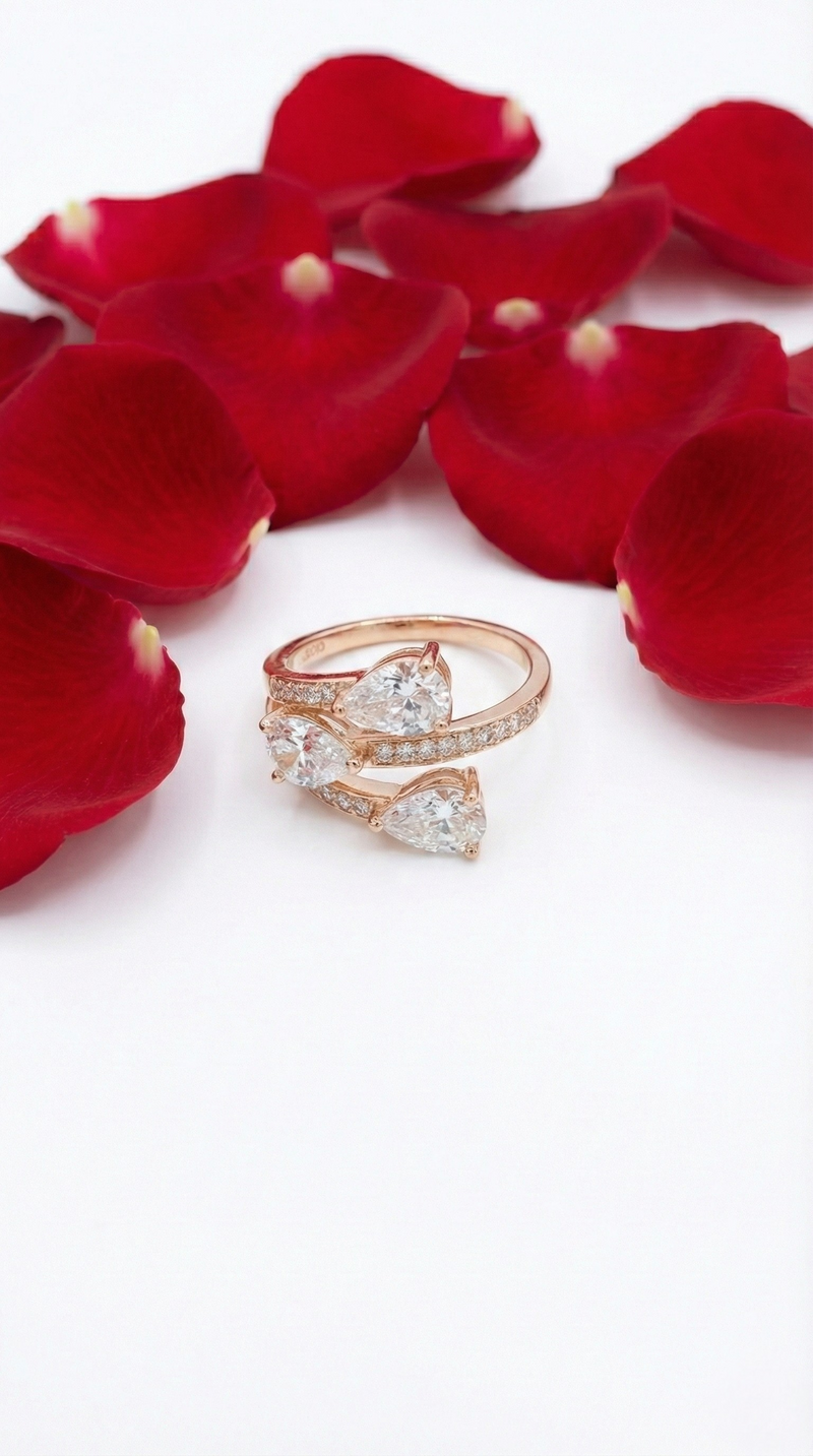 Amour Trio Pear Ring | 925 Sterling Silver