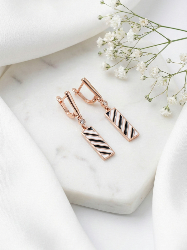 Noir Strata Drop Earrings | 925 Sterling Silver