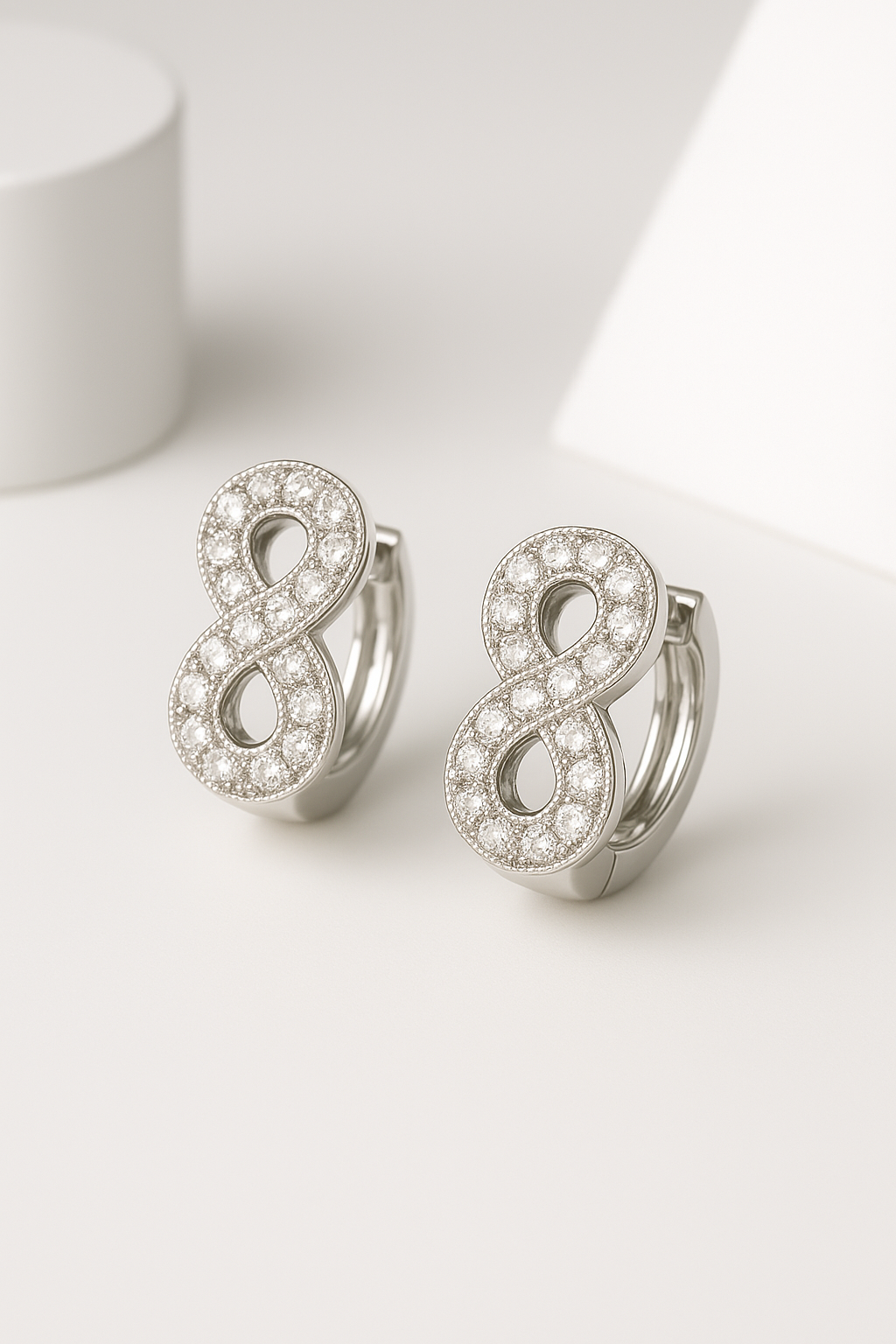 The Infinity Pavé Huggie Earrings | 925 Sterling Silver