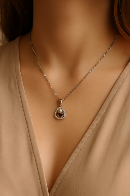 Sunburst Pearl Sterling Silver Necklace