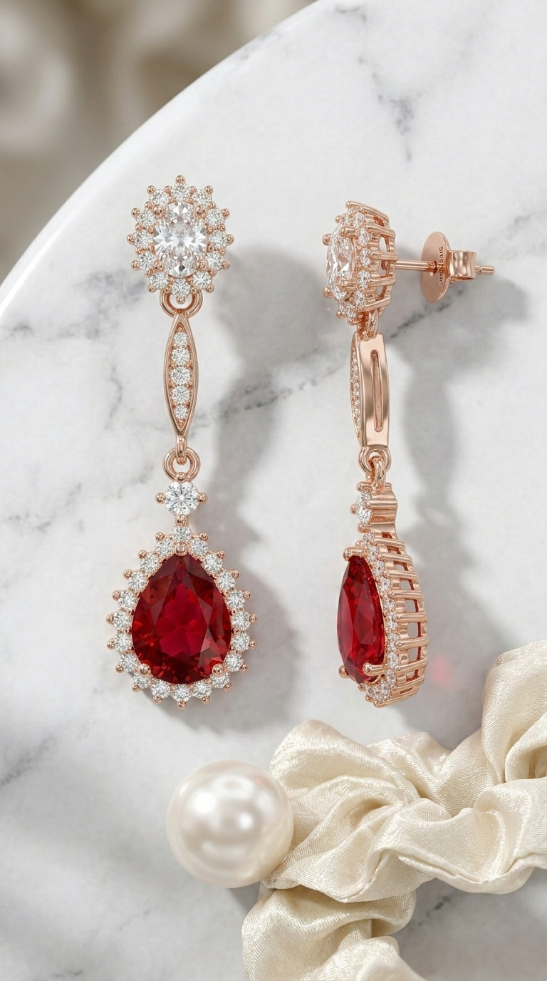 Élaris Ruby Drop Earrings | 925 Sterling Silver