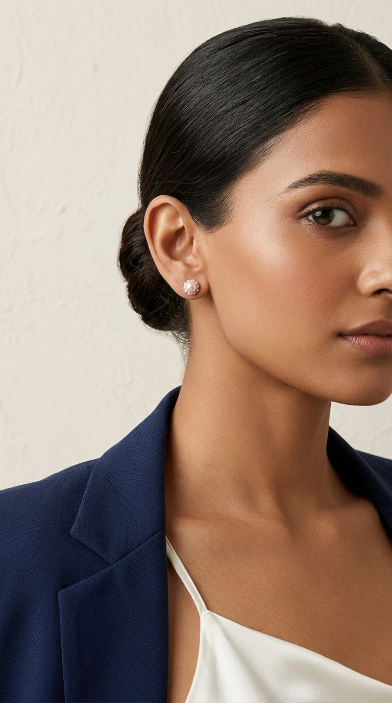 Elaria Pearl Halo Studs | 925 Sterling Silver