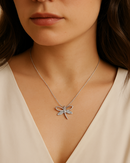 Aurelia Dragonfly Pendant Necklace Sterling Silver