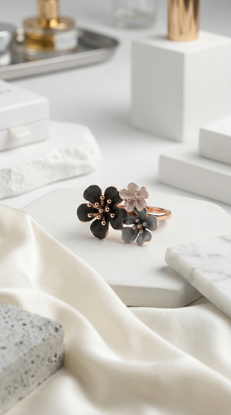 Ebon Fleur Ring | 925 Sterling Silver