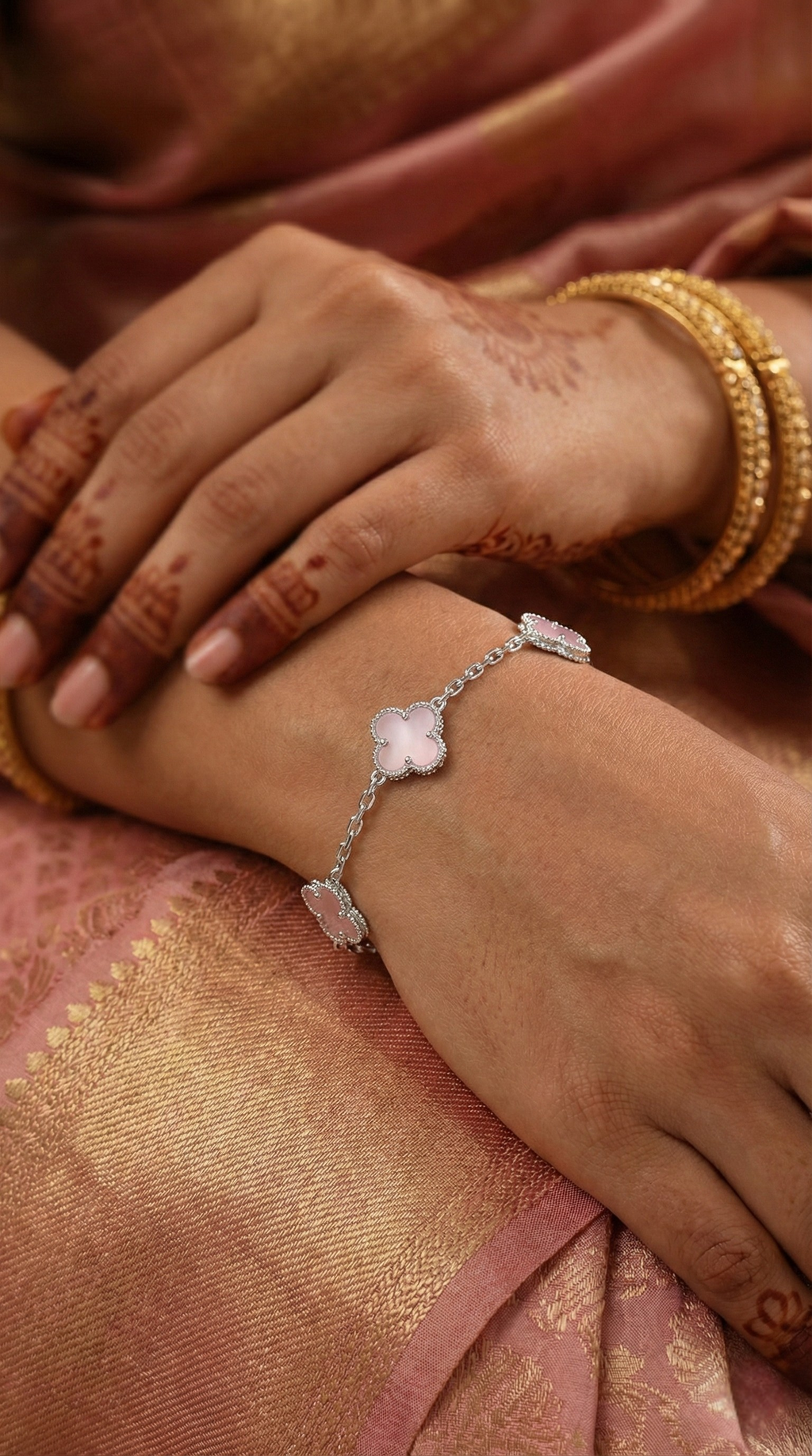 Blush Pink Clover Bracelet | 925 Sterling Silver