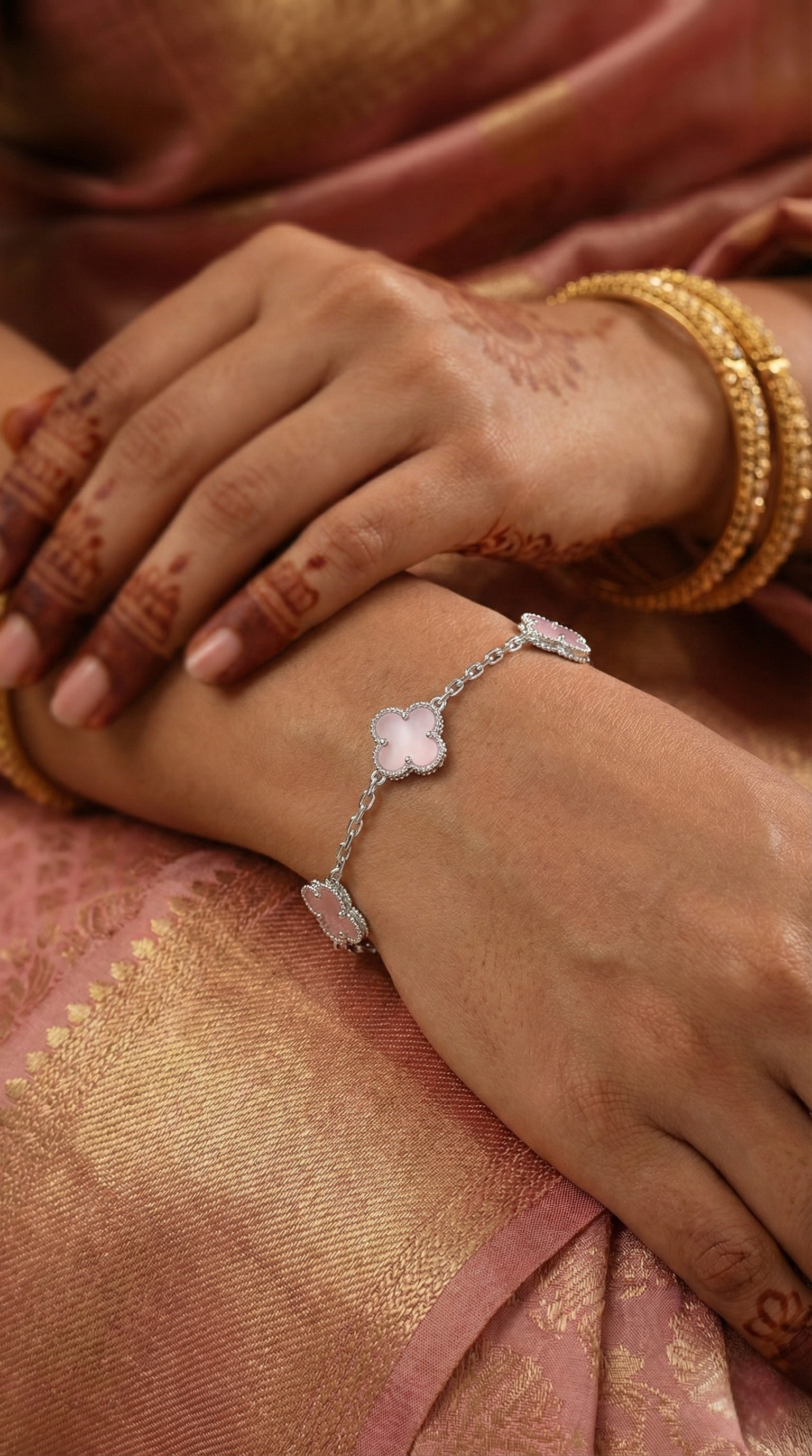 Blush Pink Clover Bracelet | 925 Sterling Silver