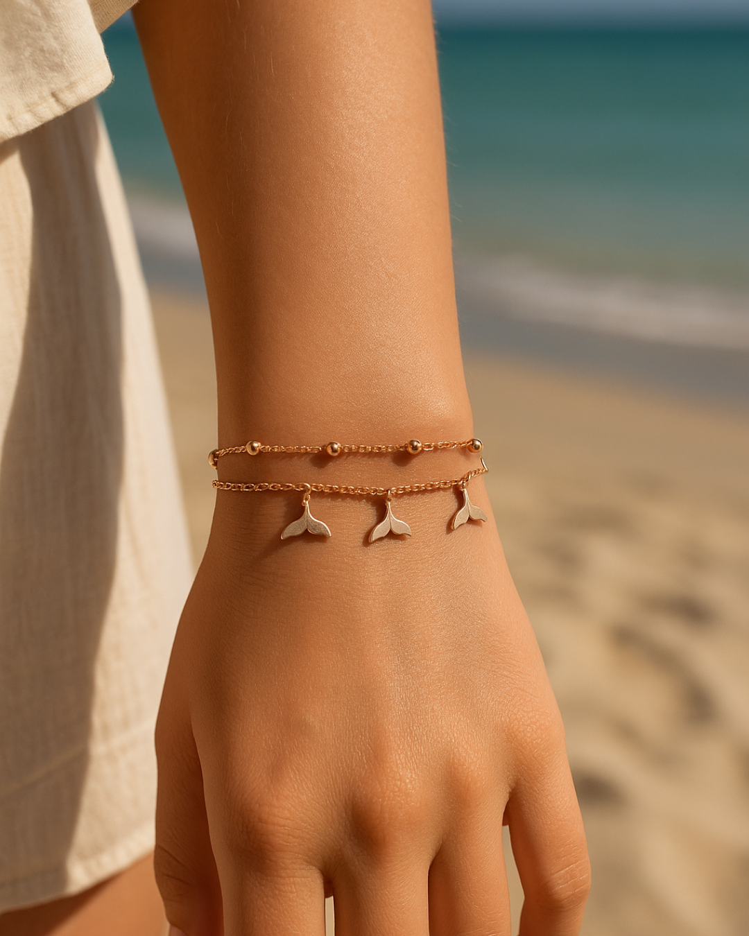 Whale Tail Rose Gold Bracelet