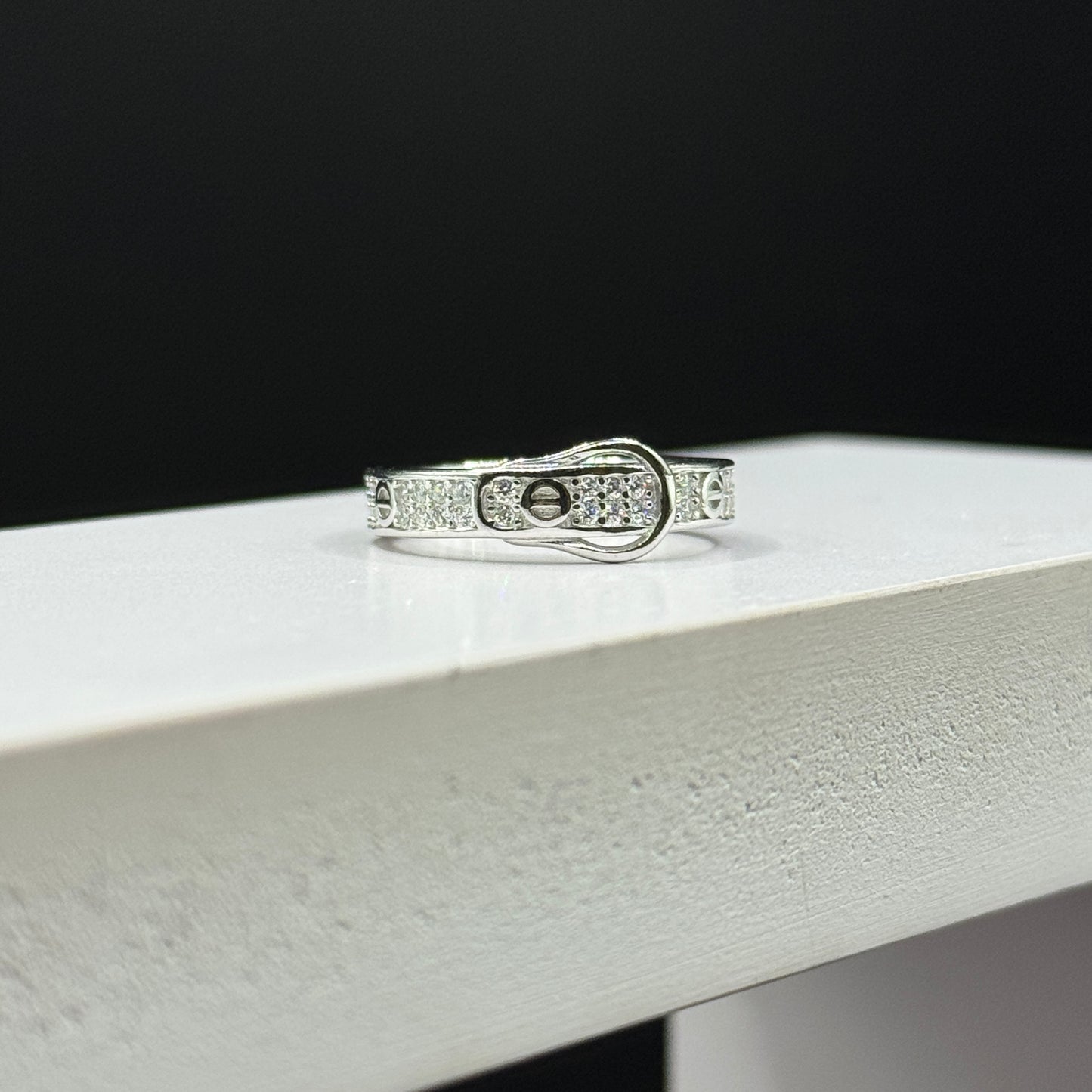 Buckle & Pave Motif Ring