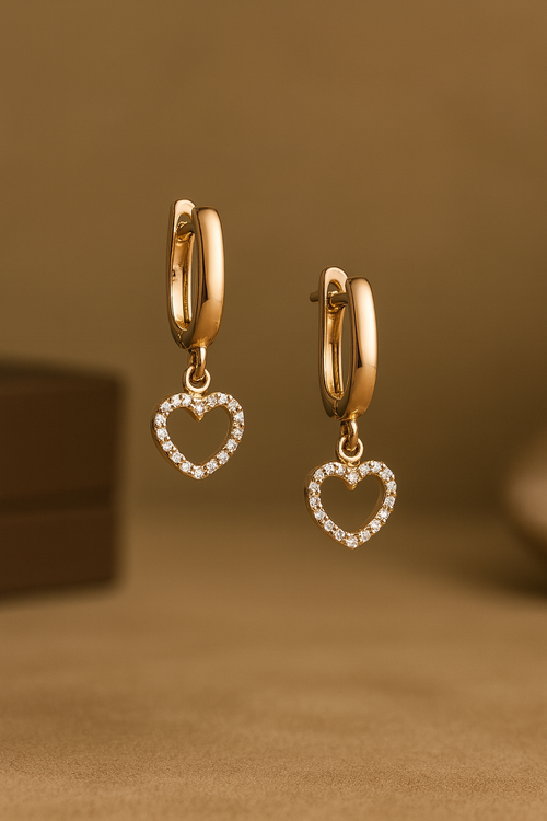 Amor Pavé Heart Earrings Sterling Silver